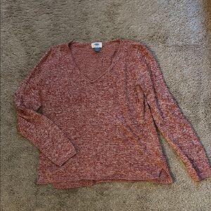 Old Navy Women's V-Neck Sweater in Marled Red